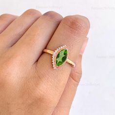 Thank you for your attention at Forever2Infinity. Such a unique piece to wear occasionally or can be used regularly. Can be used to gift your loved ones, to make them feel special. This is a Beautiful Natural Peridot Engagement ring in solid gold. Gemstone - Natural Peridot (Available in other gemstones as well) Gemstone Shape - Marquise Gemstone Size - 12x6 mm Accent stones- Moissanite Metal - Sterling Silver with / White Gold plating / Available in 14k Solid Rose/Yellow/ White Gold Metal finish - Smooth Happy to welcome any custom request. Welcome to the our shop, great to know you are there. You must know that you're getting high quality hand-made crafted jewelry when you purchase items from Forever2Infinity. ♠ This brilliant ring is ready to ship. Made with natural gemstone in 925 ster Peridot Wedding Ring, Bridal Proposal, Peridot Engagement Ring, Peridot Engagement Rings, Rose Gold Promise Ring, Gold Promise Ring, Engagement Ring Vintage, Natural Gemstone Jewelry, Rose Yellow