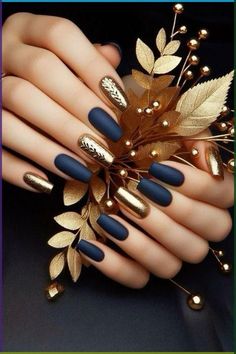 Nails Navy, Classy Acrylic, Kutek Disney, Her Nails, Accent Nails