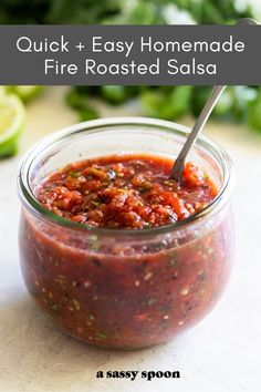 Spicy, smoky, fire roasted salsa recipe made with simple ingredients. Perfect for entertaining at home or even as a topping for meals! Fire Roasted Salsa Recipe, Roasted Salsa Recipe, Fire Roasted Salsa, Easy Homemade Salsa Recipe, Roasted Salsa, Easy Homemade Salsa, Entertaining At Home, Homemade Salsa Recipe, Spicy Salsa