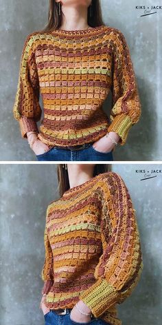 two pictures of the same sweater with different colors