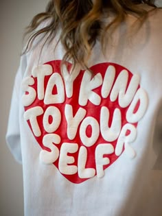 Life may not always be easy, but the way you treat yourself should be. You are worthy of love. You deserve to be happy. You matter. STAY KIND TO YOURSELF. ❤️ Featuring puff screen-printed letters on the front and back designs. FIT Unisex Relaxed Fit. Size up from regular size for an oversized look. Female model is 5' 2 How To Have Style, Deserve To Be Happy, Worthy Of Love, Stay Kind, Love Sweatshirt, Shirt Design Inspiration, Kleidung Diy, Sweatshirt White, Ropa Diy