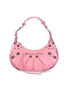 100% Calf Designer Hobo Shoulder Bag With Adjustable Strap, Designer Shoulder Bag With Handle Drop, Designer Hobo Bag With Handle Drop, Designer Double Handle Baguette Bag, Luxury Crossbody Hobo Bag With Silver-tone Hardware, Luxury Silver-tone Crossbody Hobo Bag, Designer Hobo Bag With Double Handle And Adjustable Strap, Luxury Pink Hobo Bag With Detachable Strap, Bags Balenciaga