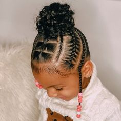 Braids For Children, Black Baby Girl Hairstyles, Braids Beads, Baby Girl Hairstyles Curly, Cute Toddler Hairstyles, Hairstyle Braids, Kids Curly Hairstyles, Lil Girl Hairstyles