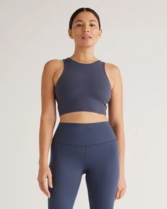 Ultra-Form High-Neck Cropped Tank Light Workouts, Blue Fog, Low Intensity Workout, Silk Cami, Low Impact Workout, Material Girl, Happy Healthy, Just Run, Rib Cage