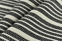 black and white striped fabric close up