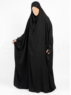 Essentials Full Length Jilbab (Black) Modest Black Khimar, Modest Black Long Sleeve Khimar, Modest Long Sleeve Black Khimar, Modest Fitted Black Abaya, Stretch Long Sleeve Khimar, Long Black Modest Khimar, Black Long Modest Niqab, Long Black Modest Niqab, Abaya Designs