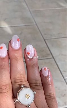 Short Nail Inspo￼, Short Nails Stars, Short Nail Inspo Summer, Nail Inspo Stars, Cute Nail Inspo Short, Stars On Nails, Short Star Nails, Nail Inspo For Short Nails, Star Gel Nails