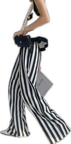 Chic High Waist Pinstripe Wide Leg Pants, Spring Striped High-waisted Wide Leg Pants, Chic High Waist Vertical Stripes Wide Leg Pants, Chic High Waist Wide Leg Pants With Vertical Stripes, Trendy Striped Straight Pants, Summer Pants With Contrast Stripes, Trendy Striped Wide Leg Pants For Spring, Chic Summer Pants With Contrast Stripes, Chic Striped Bottoms