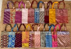 Recycled Bags, Simple Hand Embroidery Patterns, Silk Quilt, Silk Gifts, Return Gifts, Silk Bag, Packaging Bags, Recycle Bag, Colorful Bags