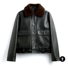 Men’s Butter Soft Genuine Leather Jacket Size Large Shearling Trim Brand New Without Tags Zara Leather Shearling Jacket, Fitted Jean Jacket, Zara Leather Jacket, Peacoat Men, Zara Men, Zara Leather, Pinstripe Suit, Brown Suede Jacket, Zara Man