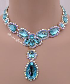 Ballroom Necklace Swarovski Pears and drop in colors Dazzling Teardrop Necklaces With Sparkling Stones, Turquoise Crystal Jewelry For Party, Dazzling Teardrop Necklace With Sparkling Stones, Party Turquoise Crystal Jewelry, Crystal Teardrop Pendant Necklace With Rhinestones, Teardrop Crystal Necklace For Parties, Party Sparkling Stones Drop Necklaces, Party Turquoise Crystal Necklaces, Party Turquoise Necklace With Rhinestones