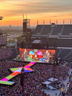 an aerial view of a stadium during a concert