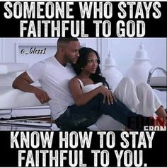 a man and woman sitting on top of a bed next to each other with the caption saying, someone who stays beautiful to god