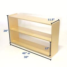 the measurements for a bookcase with two shelves on each side and one shelf at the top