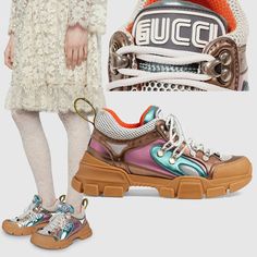 Designer: Gucci Condition: Authentic And Brand New Style Name / Number: 543283 Dor50 8267 Material: Leather & Textile Upper, Rubber Sole Unique Features: Layered Details Race Over And Around This Cool 'Flashtrek' Sneaker That Is Amped Up On A Sculpted, Mega Chunky Flared Sole. Gucci Graphic In Sega Font On Tongue. Label Detailed Pull Tab At Counters. Perforated Padded Ankle Detail. Color: Multi Colored Metallics, Please Note That Color Appearance May Vary Depending On Your Monitor Settings Retai Gucci Graphic, Sega Logo, Gucci Sneakers, Gucci Shoes, Metallic Leather, Converse High Top Sneaker, Converse Chuck Taylor High Top Sneaker, Air Max Sneakers, New Style