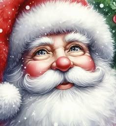 a close up of a santa claus face