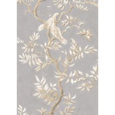 a wallpaper with white flowers and leaves on grey background in an elegant style design