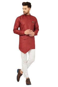 Product Description - The first and most important rule of men's style is you should feel comfortable and confident in your clothes. You will need both these attributes to pull off just about any outfit successfully. A suit that fits increases your confidence and makes you look good. Regardless of how 'classy' or expensive they might be. New Stylish handmade Decent designer Kurta Payjama for men for wedding and festive occasions.  Stylish Designer White Kurta Payjama  Top Details  -  Color- Red Fabric  - Cotton  Note 1 :- If you want any other Color in this so please send us a message sothat we will make it according to your choice. Note 2:-  Select your size according to your chest. Note 3 :- If you want in your perfect size then please send your full body measurement in  inches like - Fo Casual Traditional Wear For Eid, Casual Fitted Kurta For Diwali, Casual Festive Traditional Wear With Long Sleeves, Casual Long Sleeve Festive Traditional Wear, Casual Festive Long Sleeve Traditional Wear, Casual Fitted Kurta For Festivals, Casual Red Cotton Kurta, Casual Traditional Wear For Diwali, Kurta Payjama For Men