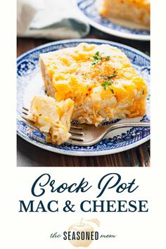 a plate with some food on it and the words crock pot mac and cheese