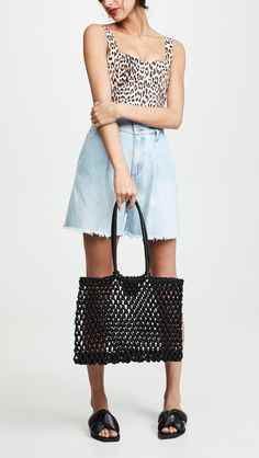 Clare V. Sandy Tote | Shopbop Chic Summer Crochet Bag With Leather Handles, Chic Spring Crochet Bag With Leather Handles, Chic Crochet Bag With Leather Handles For Spring, Casual Crochet Bag With Woven Leather And Double Handle, Spring Woven Crochet Bag For Shopping, Chic Crochet Bag For Spring Shopping, Chic Spring Crochet Bag With Woven Leather, Spring Crochet Shopping Bag With Braided Handles, Chic Woven Leather Crochet Bag For Spring