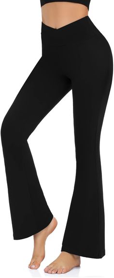 PRICES MAY VARY. 92% Polyester, 8% Spandex Imported DESIGNER: Unique Flare Leg and Cross-Waist design.Flare Leg allow you to move without restriction, effectively helps hide the defects of the calf, and creates the contour and slender appearance of the popular line.Crossover design which perfectly reveals the navel, and is equipped with a high-waist belt design to trim the waist line and visually elongate the waist ratio. Whether you are in the workplace or in the gym, you can show your sexy wai Bell Bottom Leggings, Bootcut Yoga Pants, Bootleg Pants, Jazz Pants, Jazz Dress, Wide Leg Yoga Pants, Yoga Pants With Pockets, Clothing Haul, Flared Leggings