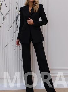 -blazer length along the back 27 1/2 inches or 70 cm -sleeve length 24,4 inches or 62 cm -pants length along the side seam 45,2 inches or 115 cm -inseam length (from the crotch to the bottom) 35,4 inches or 90 cm 2-piece womens blazer trouser suit for office, business meetings, formal events and special occasions. Also perfectly combines with sneakers so after a long and tiring business day you can change you heels to sneakers and still look chic. DETAILS -  straight pants -  high rise -  blazer Black Suit Style Women, Women’s Black Suit, Black Office Lady Blazer For Career, Black Womens Blazer, Office Lady Long Sleeve Pantsuit For Workwear, Long Sleeve Office Lady Pantsuit For Work, Office Lady Long Sleeve Pantsuit, Office Lady Long Sleeve Pantsuit For Career, Black Formal Office Lady Suit