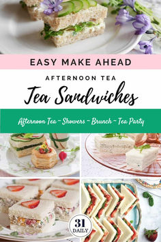 A collage of tea party recipes Afternoon Tea Sandwiches, Tea Dance, Tea Sandwich, Books And Tea