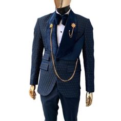 ad eBay - Men Suit Blue Jacquard Peak Collar Single-Breasted Wedding Party Custom - Buy Now, click the link (eBay) Men Suits Blue, Classic Suits, Blazers Men, Suit Blue, Men Suit, Classic Suit, Blazers For Men, Mens Suits, Single Breasted