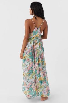 Mel Maxi Janis Floral Swim Cover-Up Dress - Multi Clr | O'Neill Breezy Maxi Length Beach Cover-up Dress, V-neck Floral Print Maxi Dress For Beach, Breezy V-neck Maxi Dress For Poolside, Multicolor Floral Midi Dress For Beach, Summer Flowy Maxi Dress For Beach Cover-up, Summer Vacation Maxi Dress For Brunch, Summer Maxi Dress For Brunch And Vacation, Summer Maxi Dress For Vacation Brunch, Flowy Midi Dress For Spring Beach Cover-up