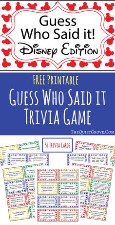 the guess who said it trivia game with free printables for disney fans