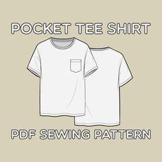 the pocket tee shirt pattern is shown in white and has an image of a t - shirt with a pocket on it