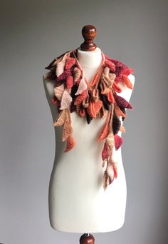 This scarf in multicoloured wool of thousand leaves around your neck will keep you warm and will decorate you nicely. It will be nice decorating on dark dress, turtleneck or coat. It can be a beautiful gift for your close ones. Color: All colours of the autumn Fiber: wool, acrilic Measurements: 240m ( 95 inches) EXTRA NOTES: Also the item can be shipped by express shipping (DHL). Than Your order will be dispatched using our DHL courier service and can be delivered in 2-3 working days anytime bet Hippie Scarf, Leaf Scarf, Mohair Scarf, Dark Dress, Bridal Wrap, Wedding Shawl, Wedding Wraps, Courier Service, Be Nice