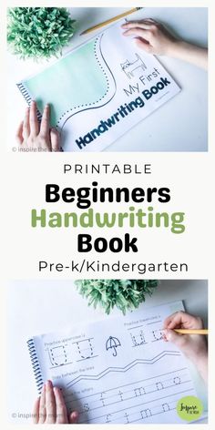 the printable beginner's handwriting book with hands on it