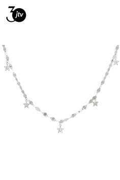 Bella Luce�� white diamond simulant 0.22ctw round, rhodium over sterling silver star necklace. Measures approximately 18" L x 0.31" W and has a lobster claw clasp closure. Diamond equivalent weight is 0.13ctw.

Now through February 12, 2024, JTV will donate 20% of the selling price of the Stars Like You collection to Make-A-Wish Silver Star Necklace, Star Necklace Silver, Diamond Simulant, Silver Stars, Star Necklace, Make A Wish, White Diamond, Cubic Zirconia, Sterling Silver