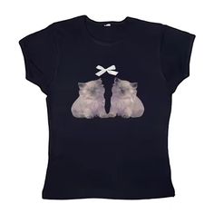 coquette kitten y2k baby tee boogzel clothing White Shirt Y2k, Twin Kittens, Grunge Aesthetic Shoes, Coquette Kitten, Pastel Sneakers, Kitten Shirt, Aesthetic Sneakers, E Girl Clothes, Crop Top Aesthetic