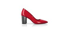 Red Heels With Sculpted Heel For Office, Red Patent Leather Heels For Work, Red Patent Leather Court Shoes With Block Heel, Sleek Red Heels For Work, Luxury Red Heels For Workwear, Sleek Red Heels With Sculpted Heel, Red Patent Leather Heels With Sculpted Heel, Red Patent Leather Heels With Reinforced Heel, Red Glossy Party Heels