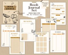 the printable book journal set includes four pages