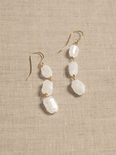 Moonstone Trio Earrings | Aureus + Argent | Banana Republic Looks Can Be Deceiving, Semi Precious Gems, Stone Collection, Blue Fire, Precious Gems, Moon Stone, Ear Wires, The Earth, Moonstone