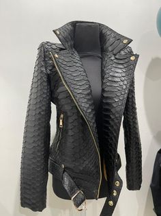 Woman's Custom Python Leather Jacket, Biker Jacket for Women, Dragon Jacket - Etsy Dragon Jacket, King Dragon, Python Jacket, Snakeskin Jacket, Leather Jacket Biker, Black Leather Moto Jacket, Interesting Ideas, Jacket For Women, Luxury Style