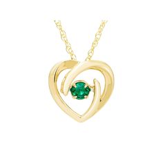 Featuring a dancing lab-created emerald set in a dainty heart pendant, this Boston Bay Diamonds necklace is a charming complement to your wardrobe.Click on this JEWELRY & WATCHES GUIDE to learn about fit, styles, materials and more! Pendant size: 14 mm x 14 mm Chain length: 18 in. Chain type: rope Metal: sterling silver Plating: 14k gold Finish: polished Packaging: boxedSTONE DETAILS Stone type: lab-created emerald Total weight: 1/3 ct. Center stone size: 3.9 mm x 3.9 mm Shape: round Setting: pr Heart Cut Emerald Necklaces For May Birthstone, Heart Cut Emerald Necklace For May Birthstone, Fine Jewelry Heart Pendant For May Birthstone, Heart-shaped Emerald Jewelry For May Birthstone, Heart Shaped Yellow Gold May Birthstone Jewelry, Yellow Gold Heart Jewelry For May Birthstone, Heart-shaped Yellow Gold Emerald Jewelry, Heart-shaped Emerald Jewelry With Birthstone, Heart-shaped Emerald Birthstone Jewelry