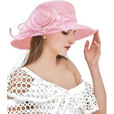 Organza And Polyester Imported Drawstring Closure Hand Wash Only Material: Organza And Polyester. Size: One Size Fits Most. Head Circumference: 22.5-22.6"/56-58cm. Design: An Elegant Derby Hat With Classic Timeless Design, Its Minimalist Style Completes Your Every Formal Look. Wide Brim Will Protect You From Blinding Sunlight. Feature: This Charming Organza Tea Party Hat Is The Perfect Decoration For A Casual Royal Look For Its Simplicity. You Can Also Decorate It With Anything You Prefer And Cr Casual Pink Sun Hat, Red Summer Hats For Garden Party, Red Hats For Spring Vacation, Adjustable Pink Straw Hat For Spring, Red Spring Vacation Hat, Red Straw Hat For Spring Beach, Red Sun Hat For Spring Vacation, Red Sun Hat For Spring And Summer, Chic Red Hat For Vacation