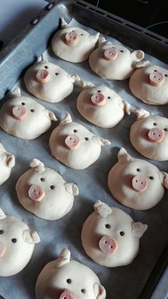 twelve pigs are placed on top of each other in a baking pan, ready to be baked