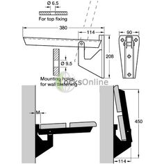 the technical drawing shows how to use an adjustable desk for work and office space, as well as mounting holes for wall fastening