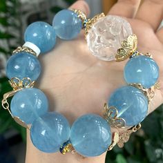 Diy Beads Bracelet, Aquamarine Beaded Bracelet, Beaded Bracelet Diy, Aquamarine Bracelet Beads, Large Beads, Bracelets Handmade Diy, Aquamarine Bracelet, Bracelet Craft Diy, Aquamarine Beads