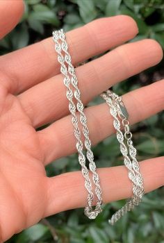 "Lightweight Rope Chain 925 Sterling Silver Very elegant, suitable for both day and night Enriched details with high quality craftmanship model wears 15.7\"(40cm) Details: 925 Sterling Silver Width:3 mm . . . . . . . . . . . . . . . . . . . . . . . . . . . . . . . . . . . . . . . . . . ★ You can check out other lovely choices of jewelry in store Belita Design: https://www.etsy.com/shop/BelitaShop . . . . . . . . . . . . . . . . . . . . . . . . . . . . . . . . . . . . . . . . . . 100% SATISFACTIO Silver Link Rope Chain Necklace Gift, Sterling Silver Link Necklace With Rope Chain, Silver Chain Link Jewelry With Rope Chain, Silver Rope Chain Link Jewelry, Silver Rope Chain Jewelry, Silver Jewelry With Rope Chain Link, Sterling Silver Rope Chain Necklace Gift, Sterling Silver Rope Chain Necklace As A Gift, Silver Rope Chain Necklace As A Gift