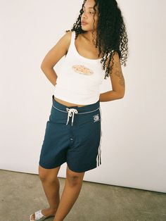 Made Some Long Shorts - Cream & Red – Lisa Says Gah