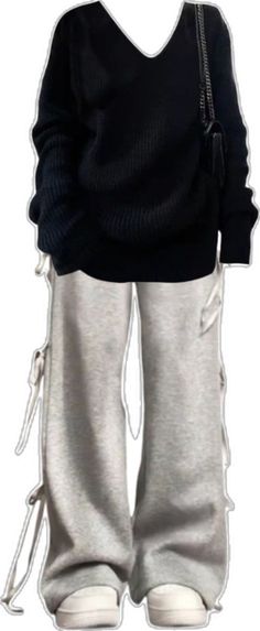 Trendy Oversized Winter Pants, Oversized Gray Pants For Winter, Oversized Gray Winter Pants, Casual Oversized Pants For Fall, Oversized Casual Pants For Fall, Cozy Oversized Bottoms For Winter, Ootd Vintage, Sweatpants Style, Vintage Casual