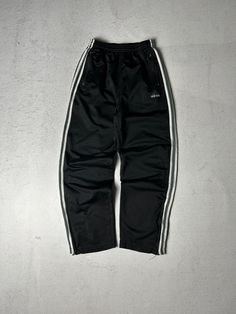 Vintage 90s Adidas Pants, Black Track Pants, Pre-owned Pants, Track Pants - Men's Small, Mens Bottoms Size On Label: Small Recommended Size: Men's Small Measurements: Waist: 28" - 32" Inseam: 30" Wide Leg Pants With Three Stripes For Streetwear, Streetwear Wide Leg Bottoms With Three Stripes, 90s Style Black Cotton Pants, 90s Black Cotton Pants, 90s Style Black Wide Leg Pants, Retro Black Pants For Streetwear, 90s Style Full-length Streetwear Pants, 90s Full Length Streetwear Pants, Black Straight Leg 90s Pants