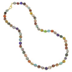 Fun, colorful, and unique, this Murano Glass Sommerso Necklace is a perfect accessory to jazz up your look. The beauty of Murano Glass shimmering with copper sparkles inside makes this necklace stand out with the style that is elegant and modern, yet rooted in the long tradition of Murano glass-making, inspired by the glass craftsmanship practices of Ancient Egypt and Byzantium. Contemporary Murano craftsmen, who come from the long lineage of Venetian glass artisans, used the complex Sommerso an Luxury Multicolor Murano Glass Necklaces, Luxury Multicolor Murano Glass Jewelry, Multicolor Round Glass Jewelry, Multicolor Single Strand Glass Jewelry, Elegant Multicolor Glass Beaded Necklace, Elegant Multicolor Glass Beaded Necklaces, Colorful Round Beads Necklaces For Party, Multicolor Round Glass Necklace, Multicolor Long Glass Necklace