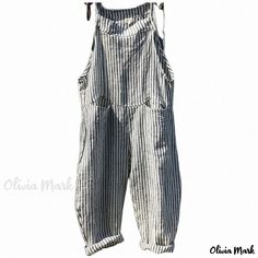 Olivia Mark - Chic Striped Plaid Jumpsuit with Wide Leg Pants Jumpsuit Damen Elegant, Overalls Casual, Casual Playsuit, Striped Linen Pants, Plaid Jumpsuit, Jumpsuit Casual, Loose Jumpsuit, Striped Bodysuit, Y2k Aesthetic Outfits